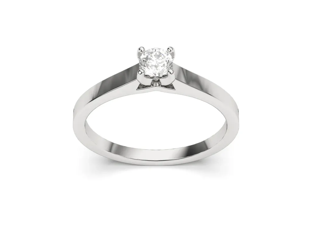 A solitaire ring with an elegantly crossing split band - VR87756