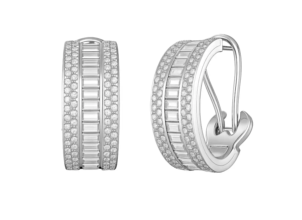 LUSTRA — Bugget and round diamond Huggie earrings