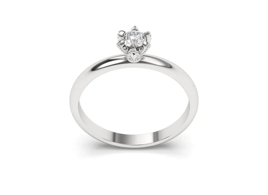 VELARION-A solitaire ring featuring a floral-inspired crown design - VR87763