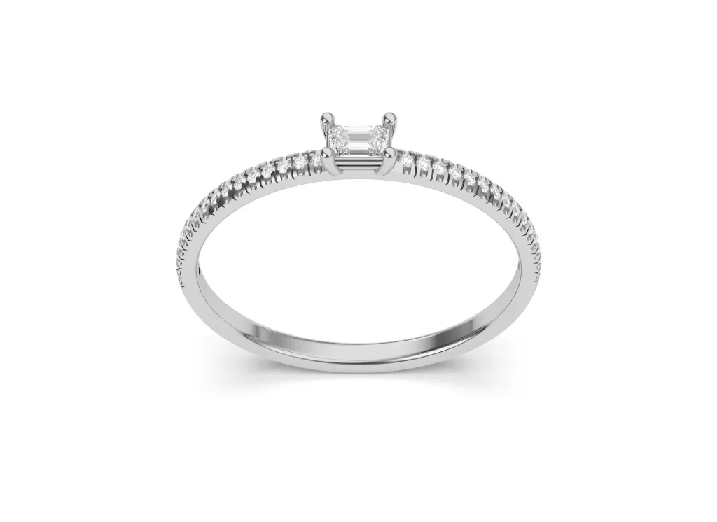 ELARION-a solitaire ring featuring an emerald-cut gemstone with a diamond-accented band - VR87775