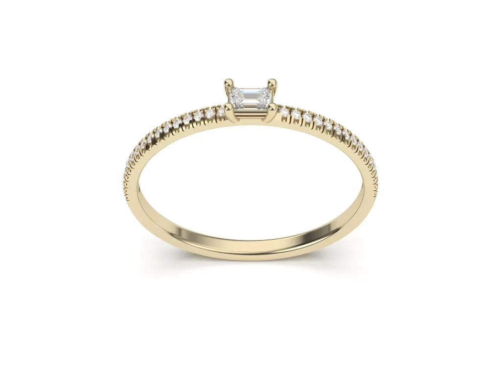 ELARION-a solitaire ring featuring an emerald-cut gemstone with a diamond-accented band - VR87775