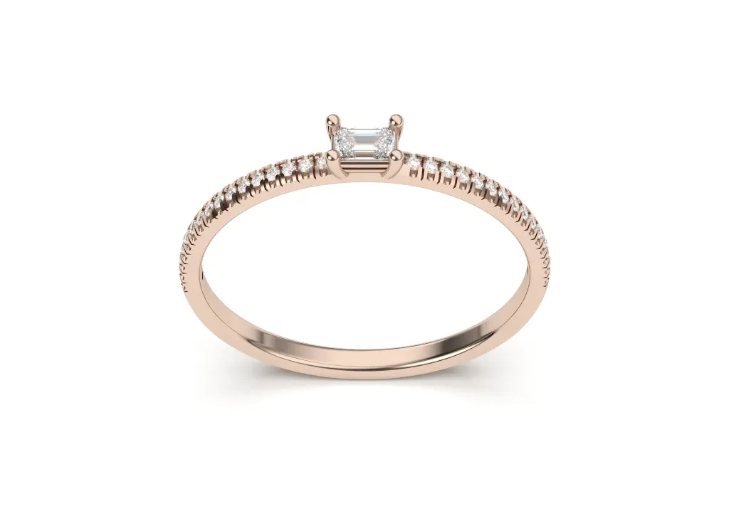 ELARION-a solitaire ring featuring an emerald-cut gemstone with a diamond-accented band - VR87775