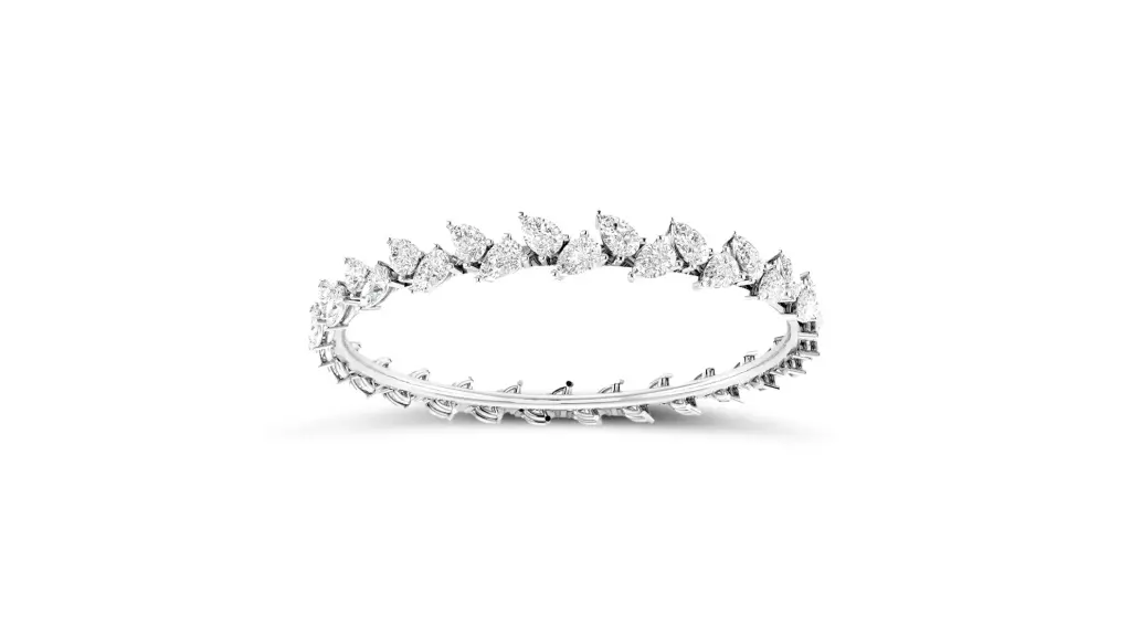 PETRALIA - single line pear-shaped diamond eternity bangle with openable lock-VB1020 (White)
