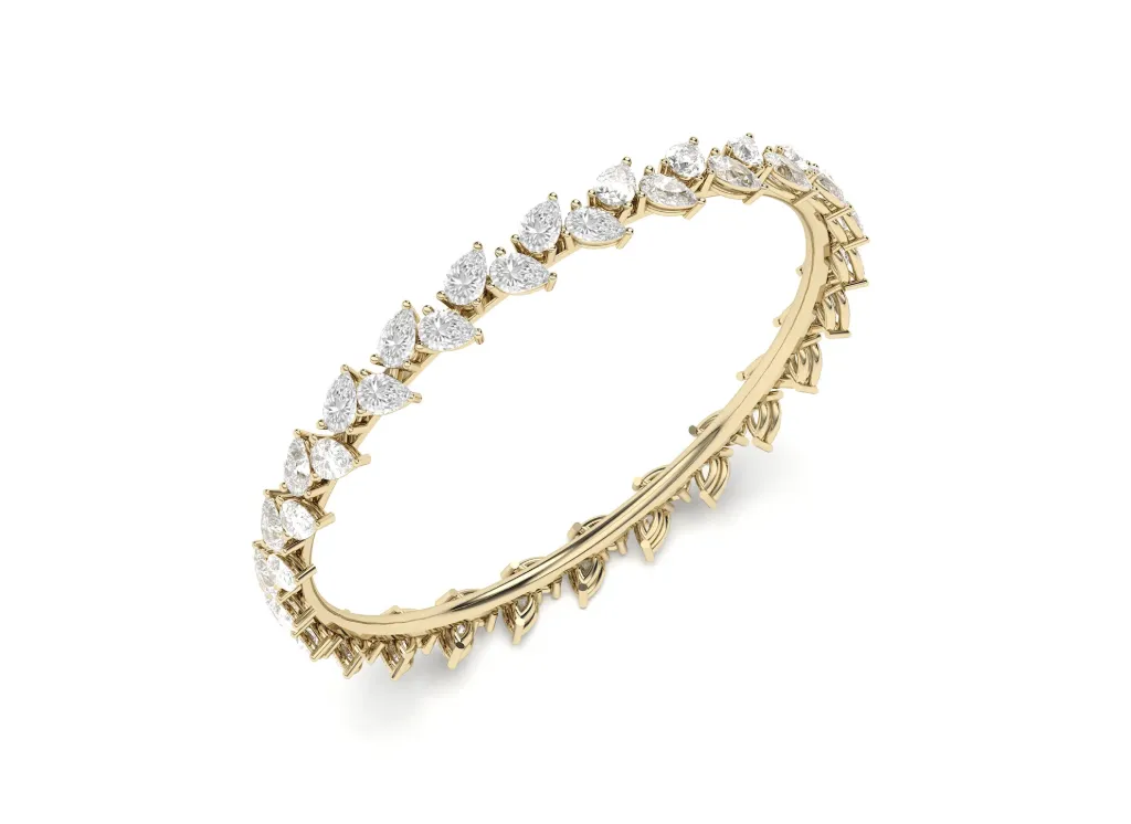PETRALIA - single line pear-shaped diamond eternity bangle with openable lock-VB1020