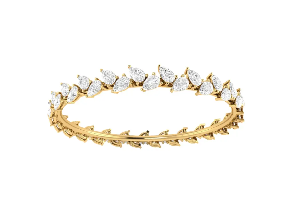 PETRALIA - single line pear-shaped diamond eternity bangle with openable lock-VB1020