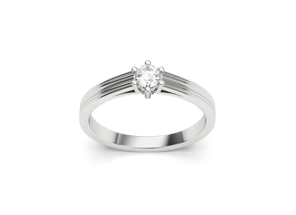 STRATA-a siz prong solitaire ring with parallel grooves - VR87882