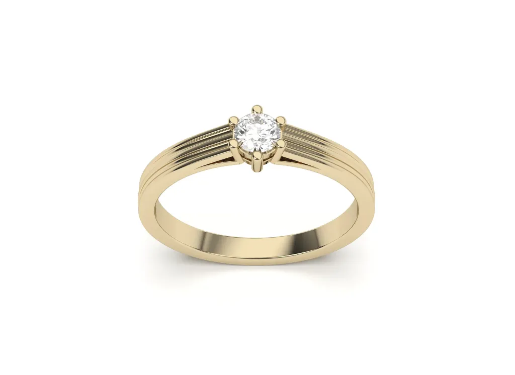 STRATA-a siz prong solitaire ring with parallel grooves - VR87882