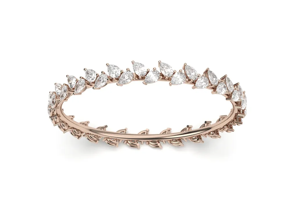 PETRALIA - single line pear-shaped diamond eternity bangle with openable lock-VB1020