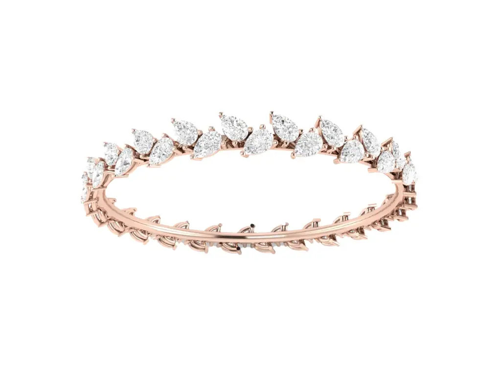 PETRALIA - single line pear-shaped diamond eternity bangle with openable lock-VB1020