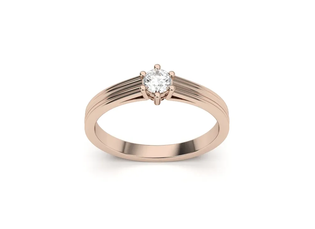 STRATA-a siz prong solitaire ring with parallel grooves - VR87882
