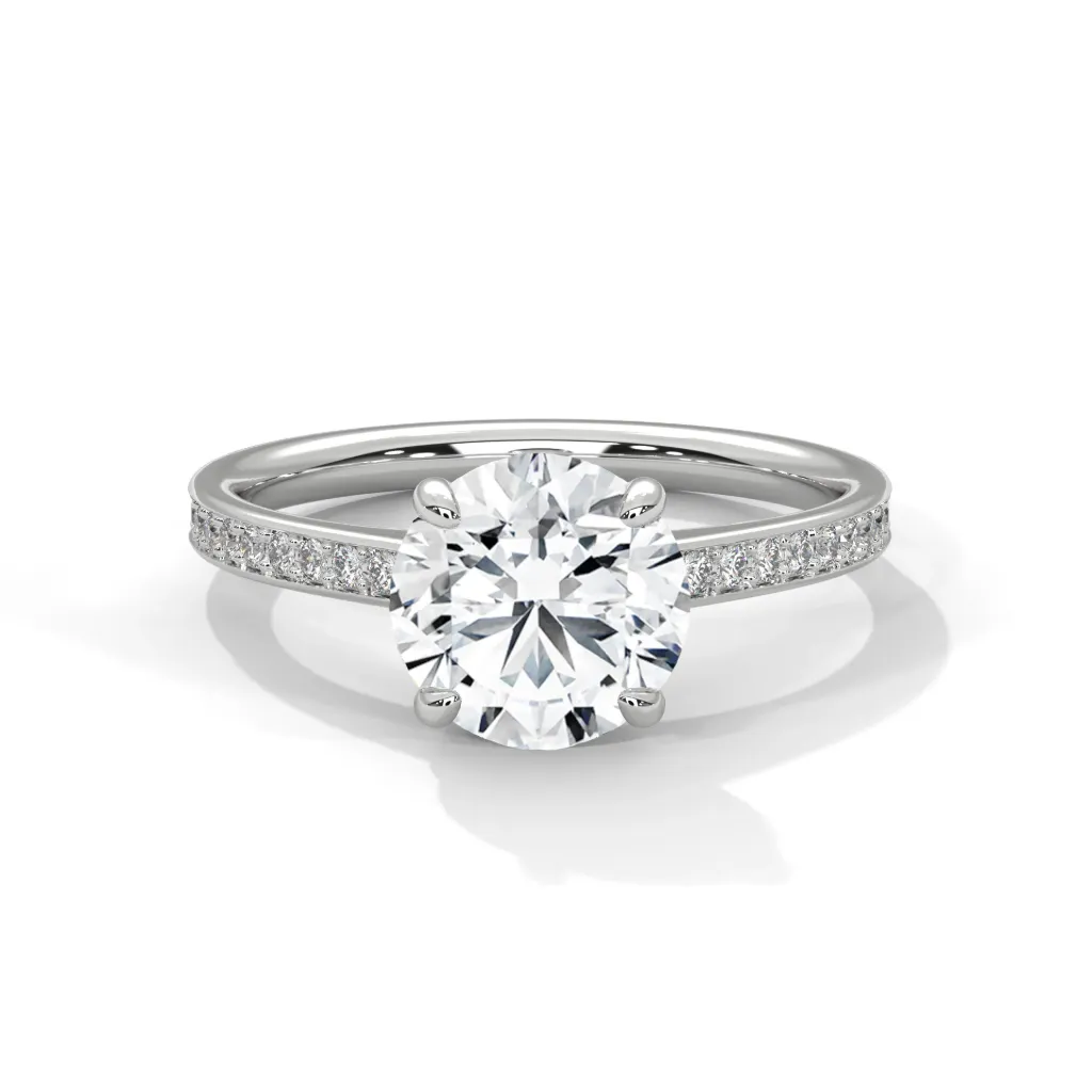 Isolde - pave accented solitaire ring - VR88105 (White)