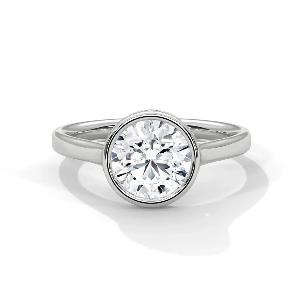 Querida - bezel set solitaire ring with a hidden halo - VR87875