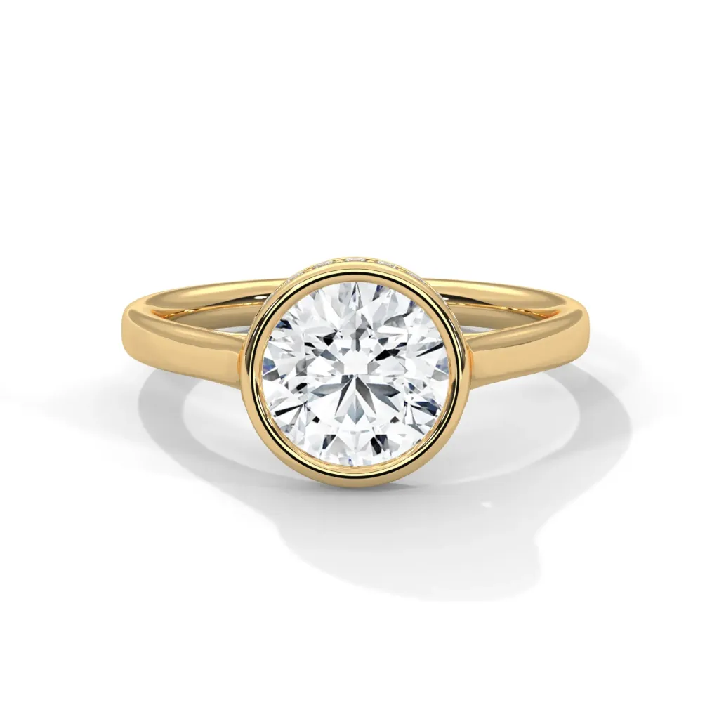 Querida - bezel set solitaire ring with a hidden halo - VR88112