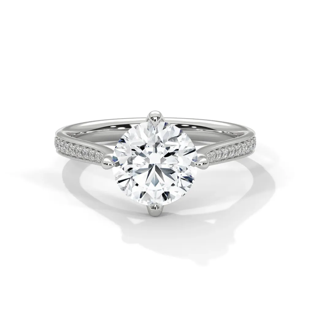 Seraphine - accented tapered shank solitaire ring - VR88114 (White)