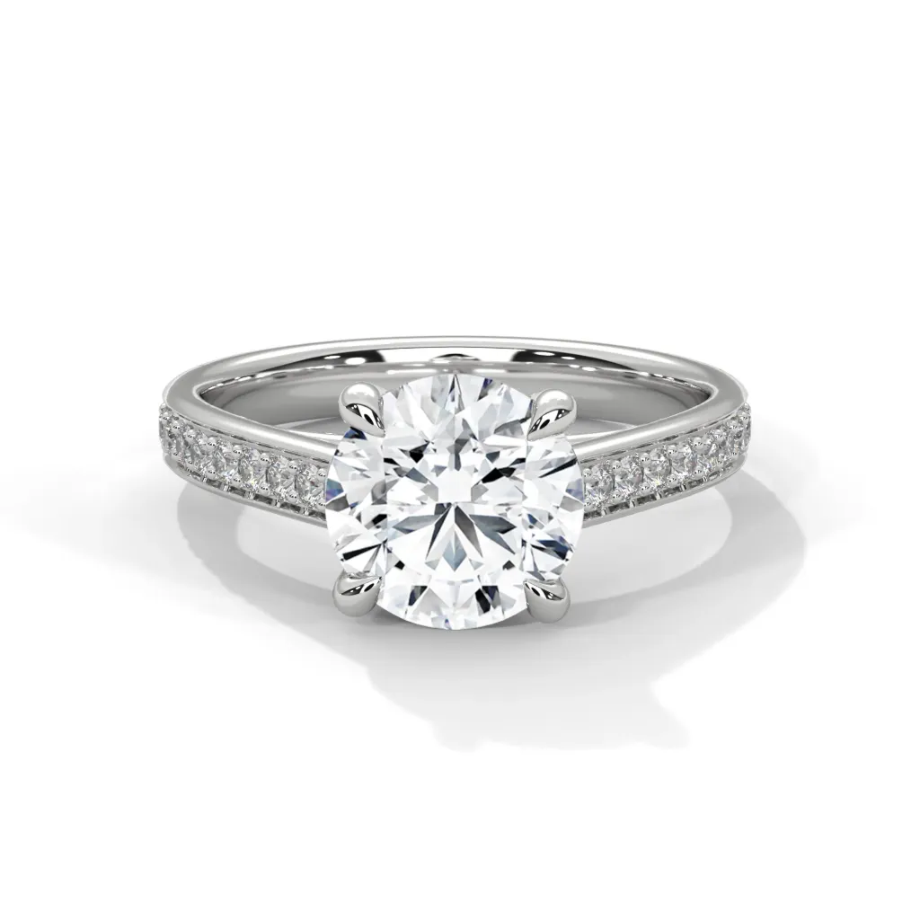 Umbria - pave accented solitaire ring - VR88115 (White)