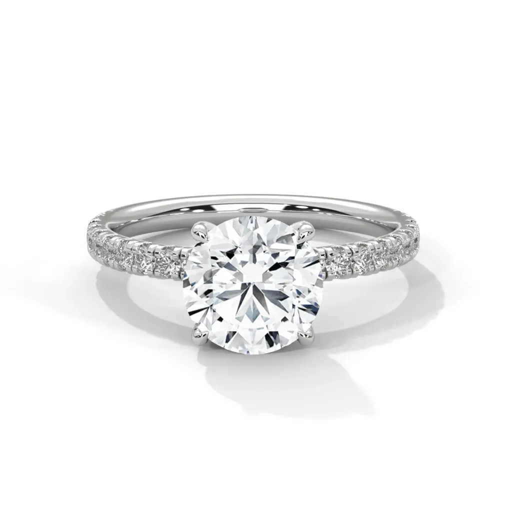 Xaviera - pave accented classic solitaire ring - VR88118 (White)