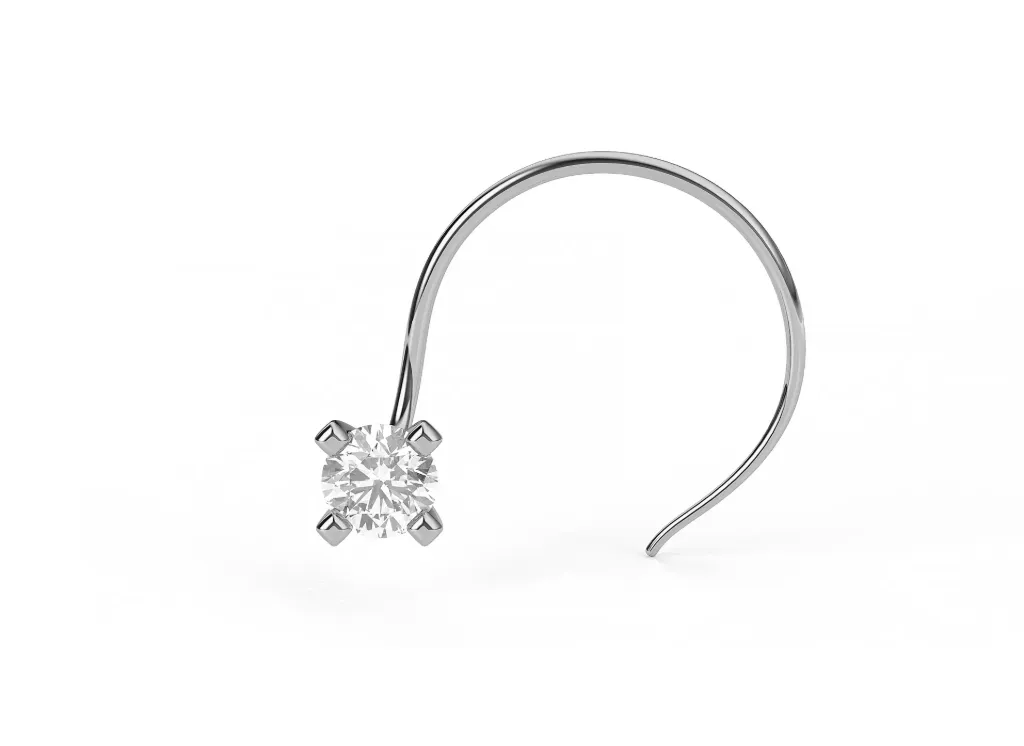 NASIRA — Solitaire round diamond nosepin-VNP1001 (White)