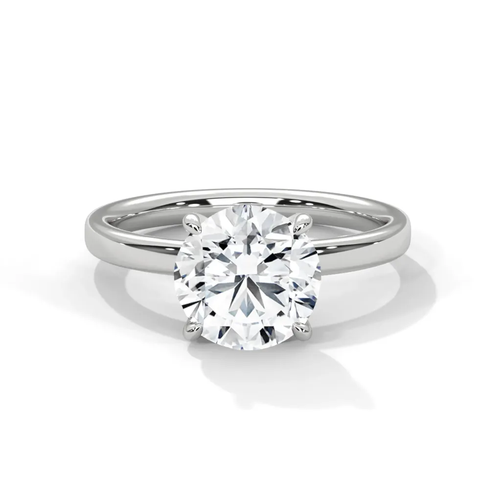 Amara - plain shank solitaire ring - VR87885 (White)