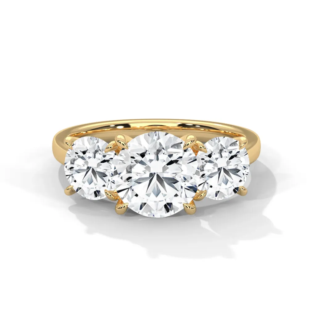 Brienne - three stone "V" shaped prong solitaire ring - VR87886