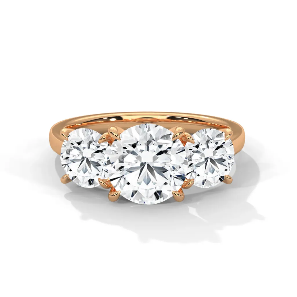 Brienne - three stone "V" shaped prong solitaire ring - VR87886