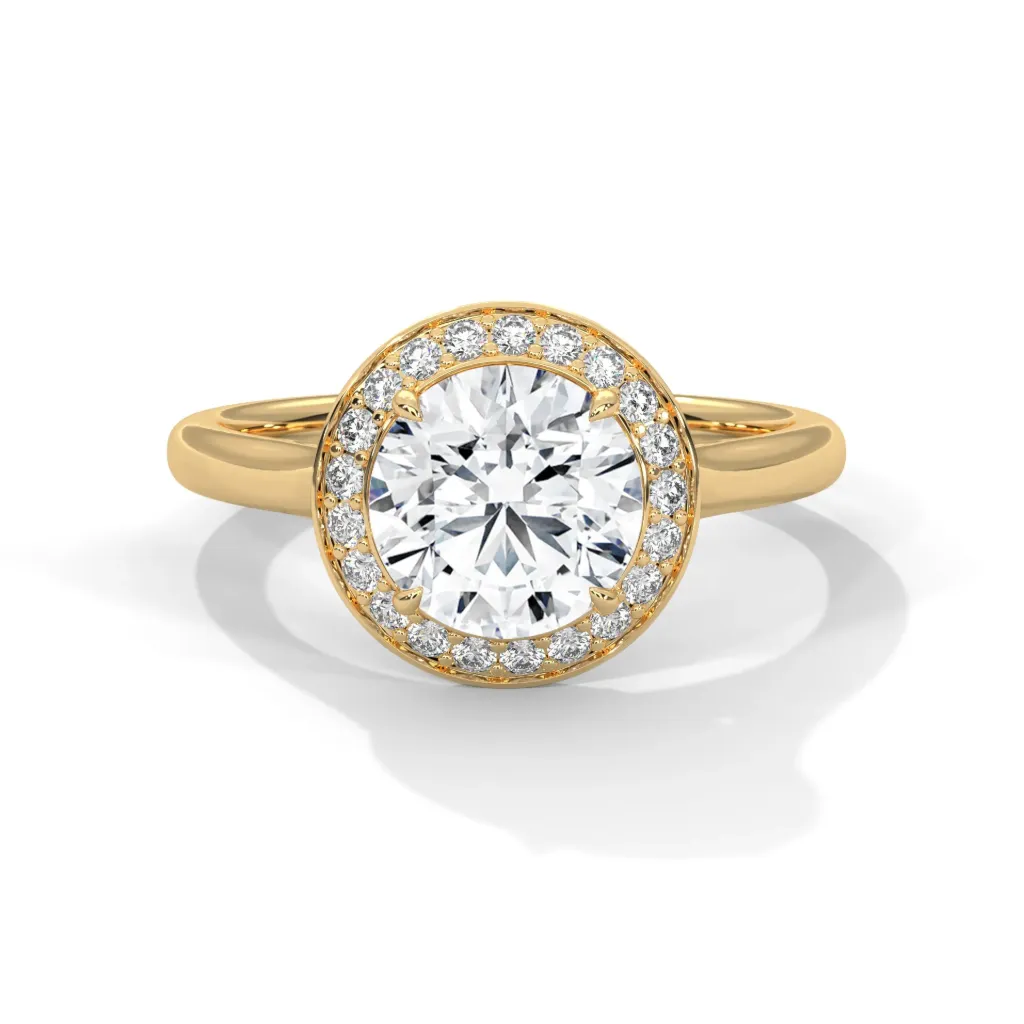 Calista - solitaire ring with a halo of pave set diamonds - VR87887