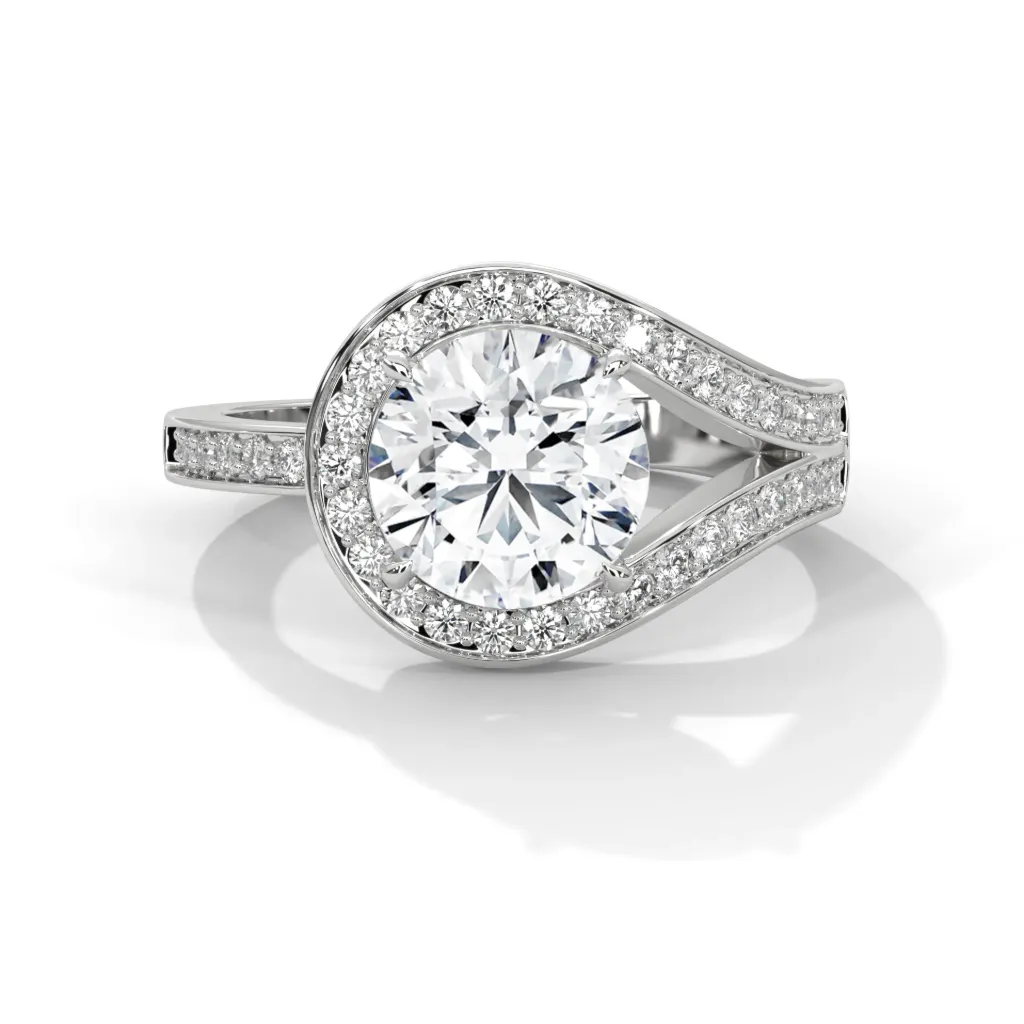 Farina - pave set partial halo solitaire ring - VR87890 (White)