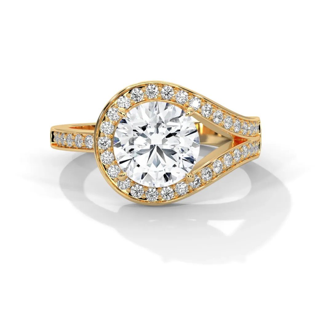 Farina - pave set partial halo solitaire ring - VR87890