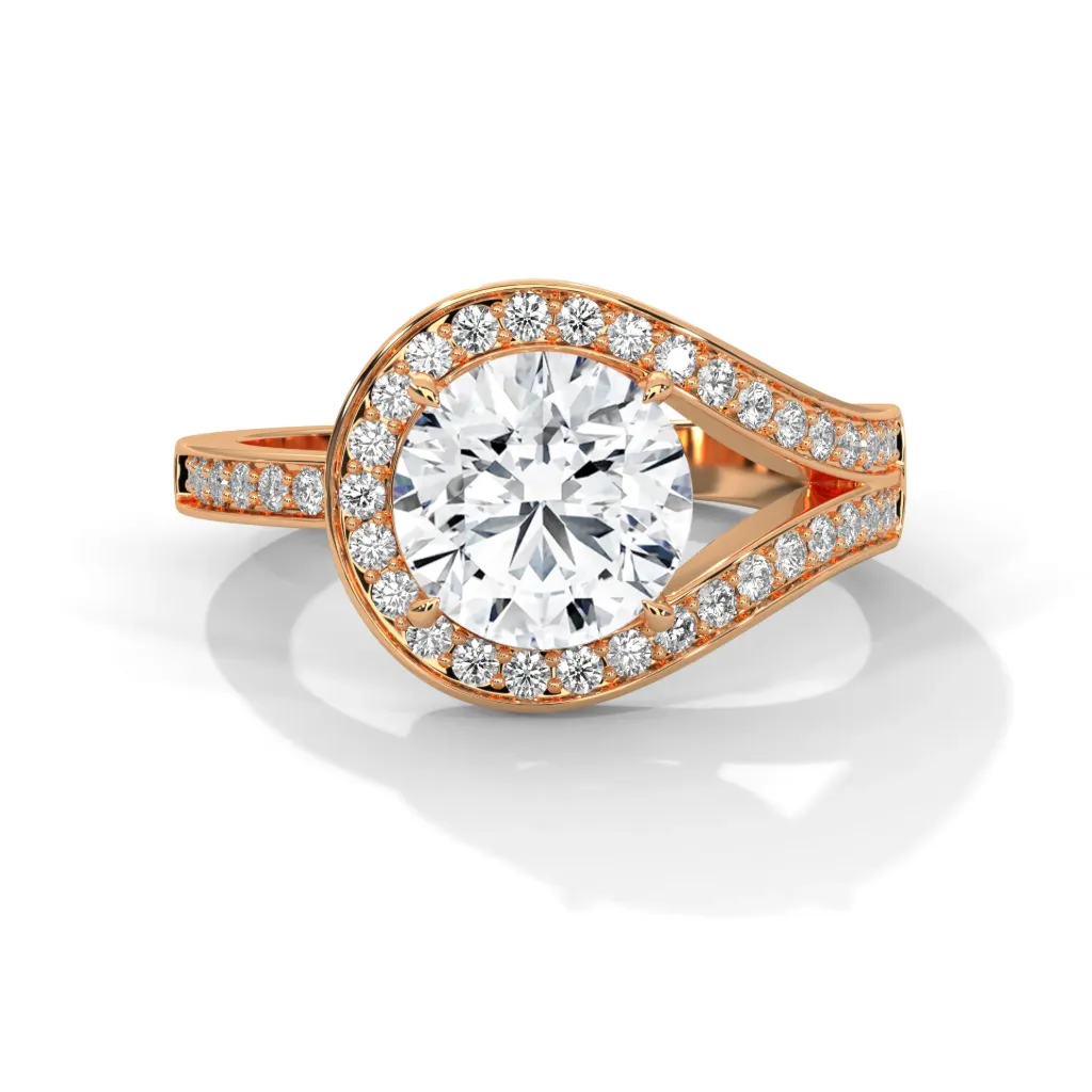 Farina - pave set partial halo solitaire ring - VR87890