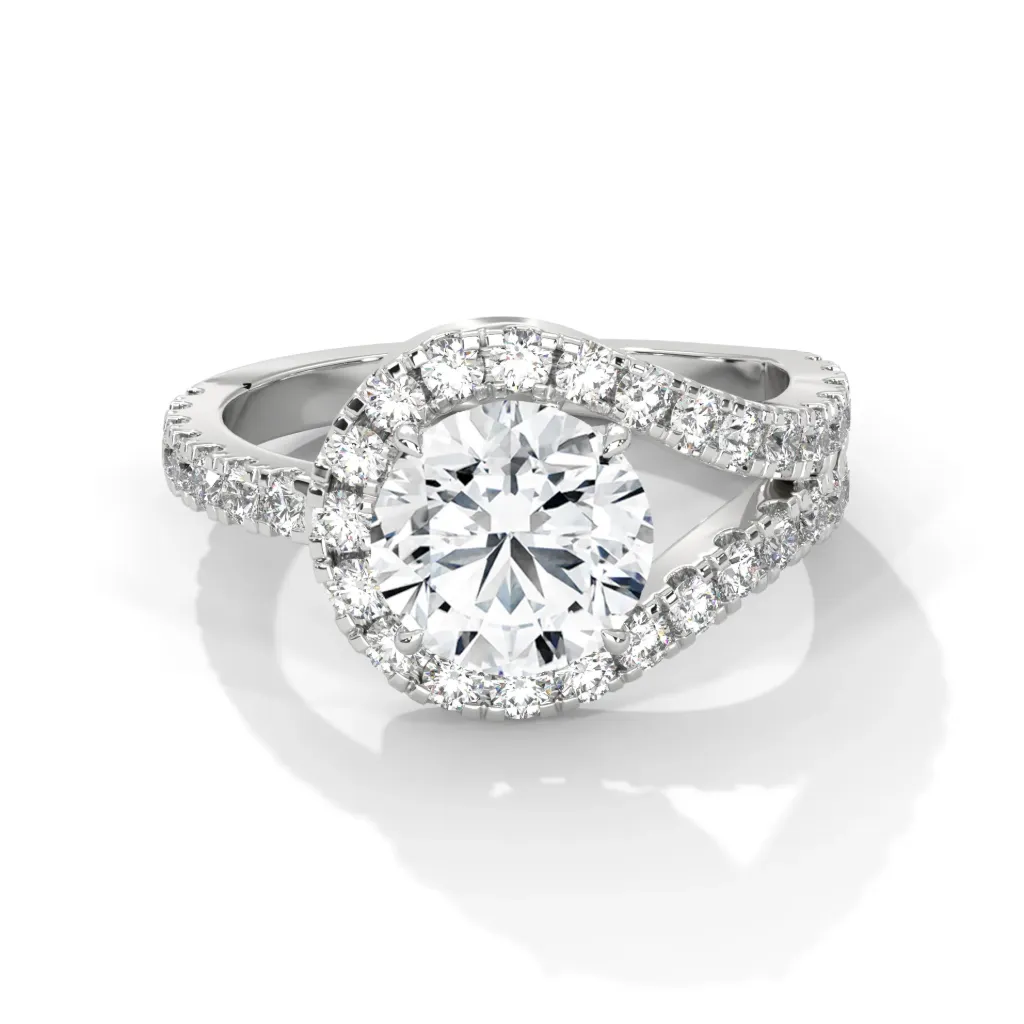 Giselle - micro prong cut partial halo solitaire ring - VR87891 (White)