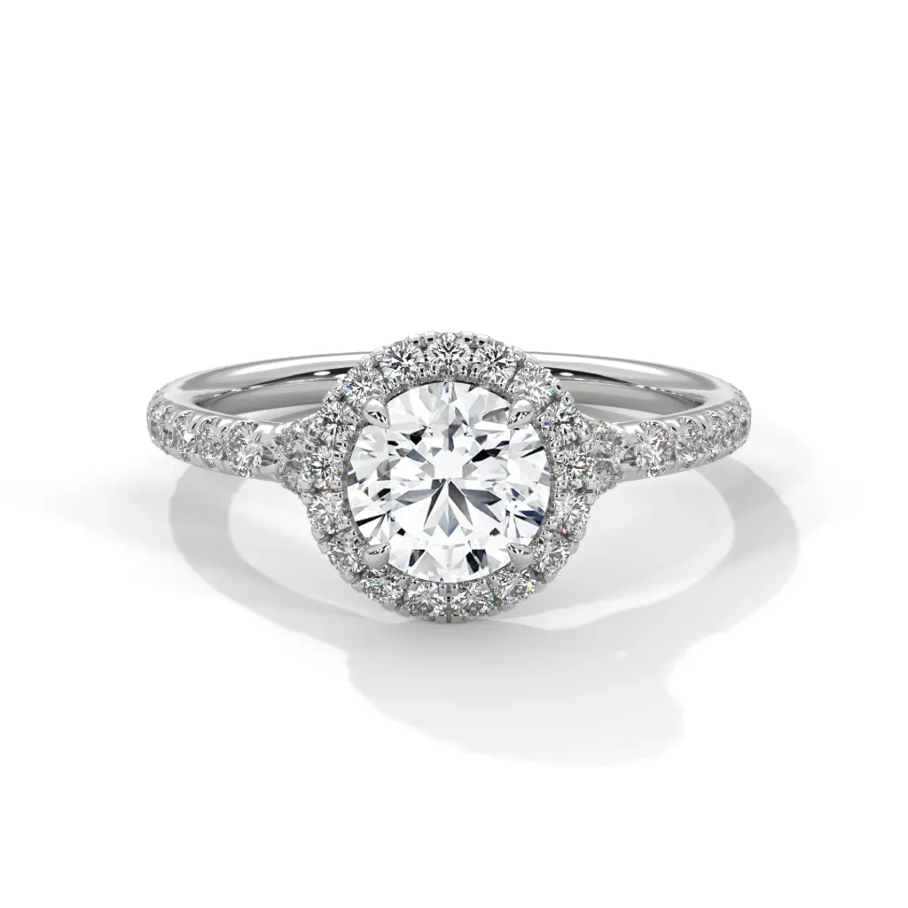 Lavinia - accented halo solitaire ring - VR87896 (White)