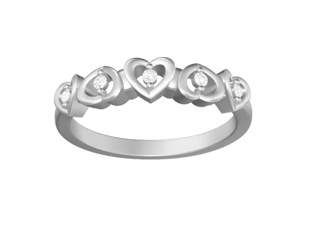 CHERISH - Five heart motif diamond ring-VR1611
