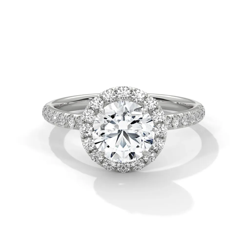 Odessa - accented solitaire ring with a halo - VR87899 (White)