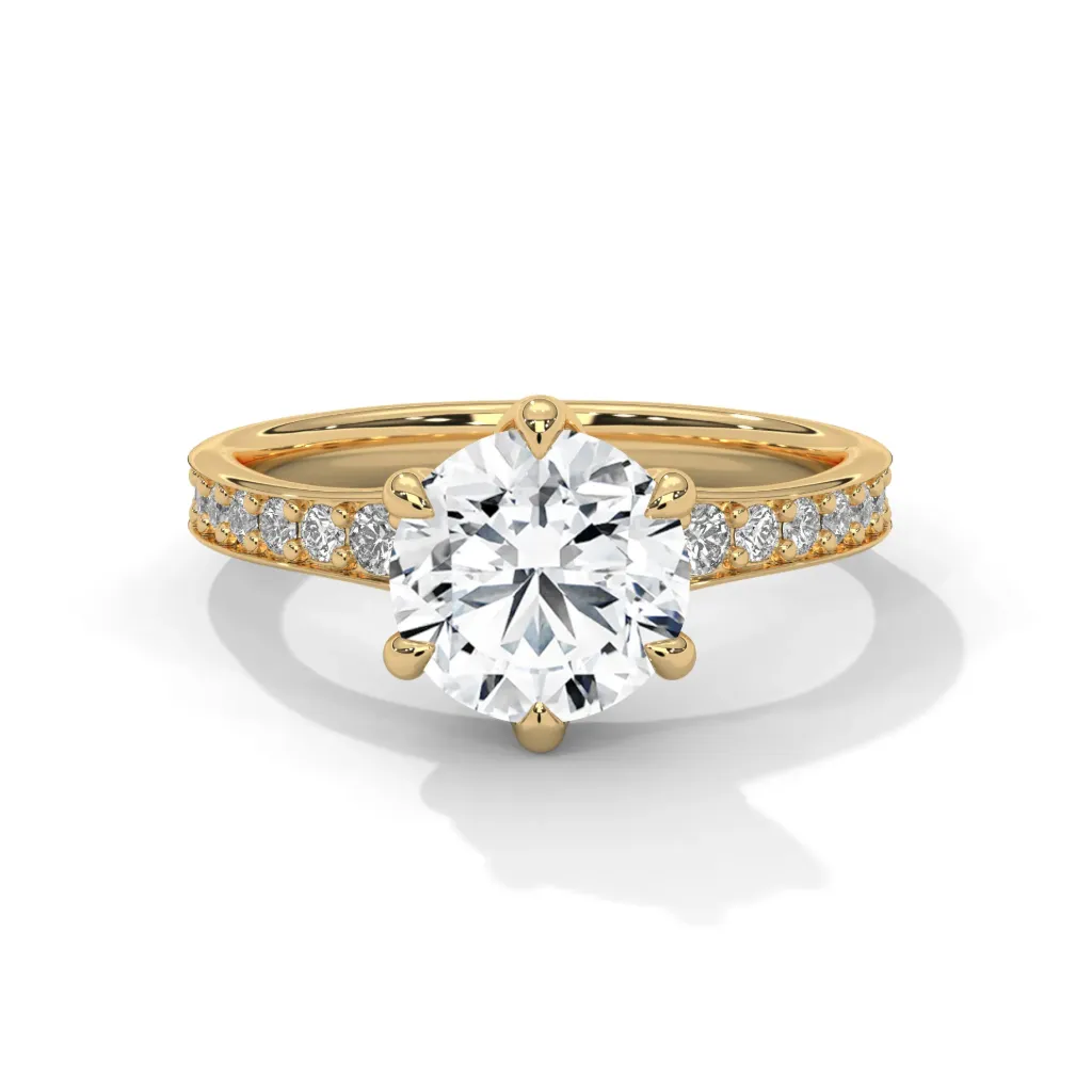 Quinara - six twisted prong accented solitaire ring - VR87901