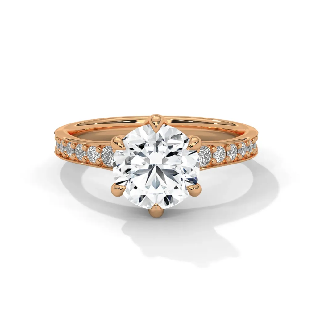 Quinara - six twisted prong accented solitaire ring - VR87901