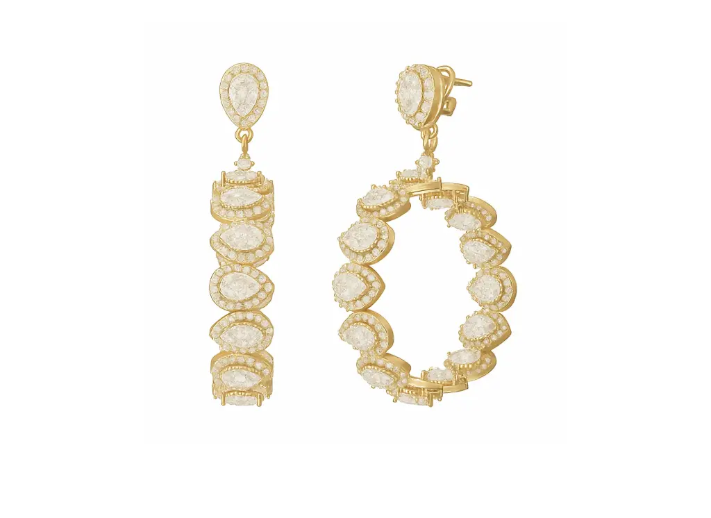 SERENELLE — Pear-shaped diamond with round halo, inside-out hoop earrings-VER1162