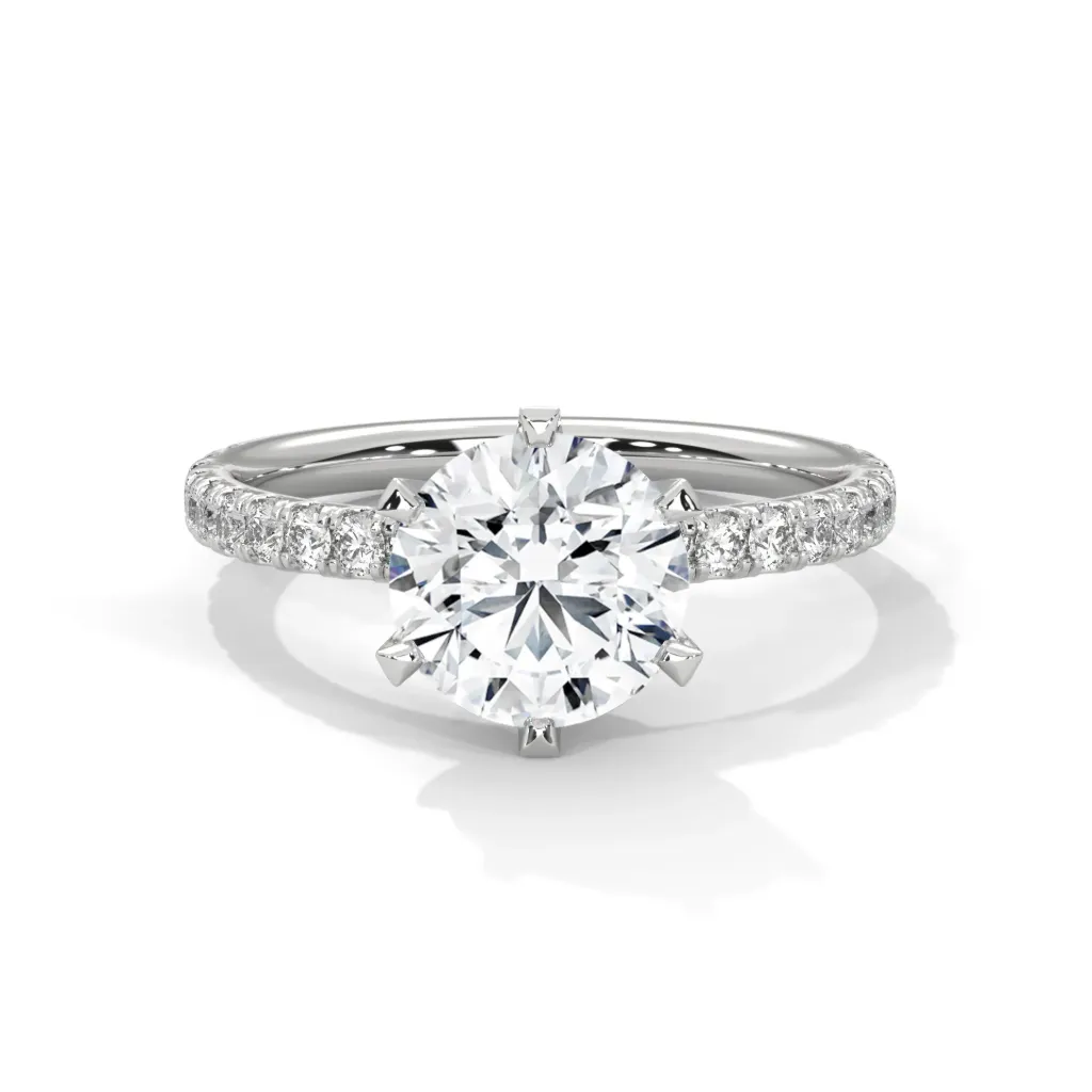 Xylara - six prong accented solitaire ring - VR87908