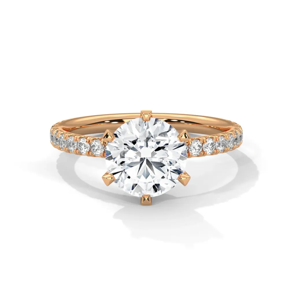 Xylara - six prong accented solitaire ring - VR87908