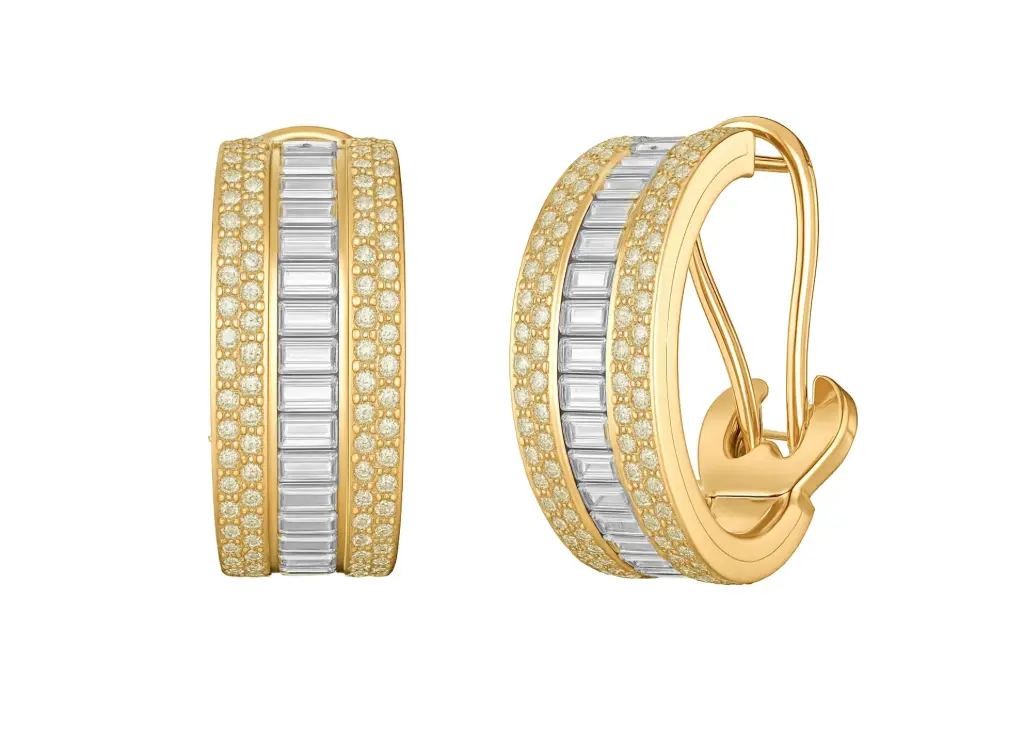 LUSTRA — Bugget and round diamond Huggie earrings-VER1151