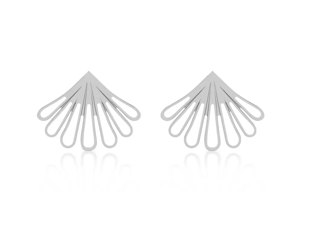 FANFARE - Stylized, open-wire fan motif earrings-VER1077