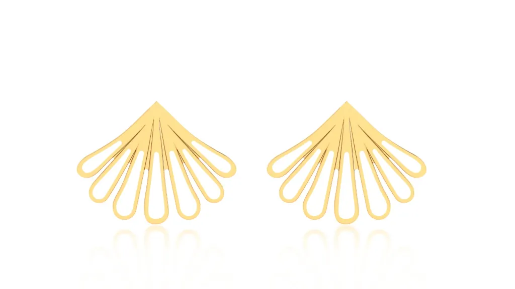 FANFARE - Stylized, open-wire fan motif earrings-VER1077