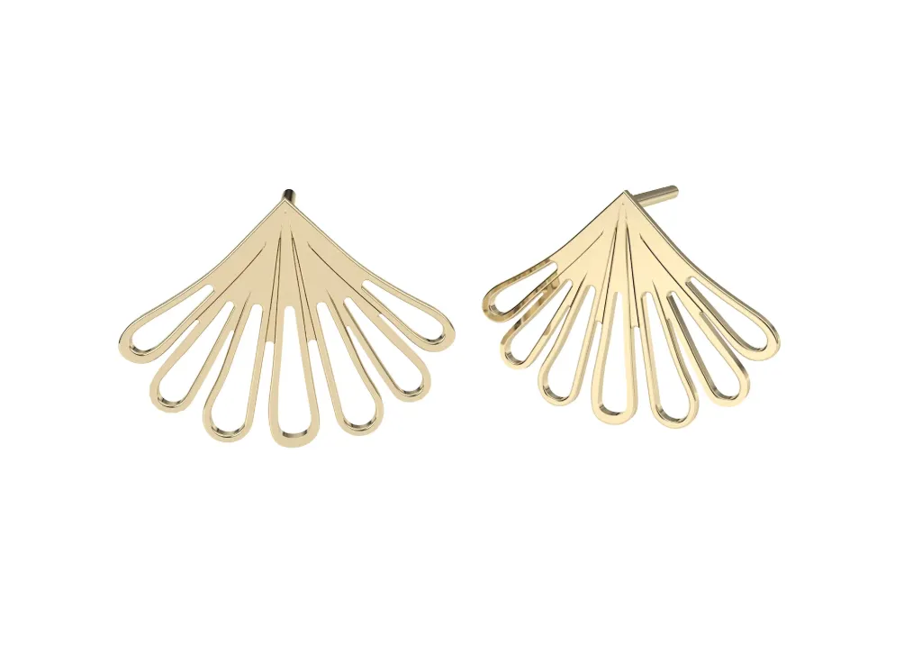 FANFARE - Stylized, open-wire fan motif earrings-VER1077