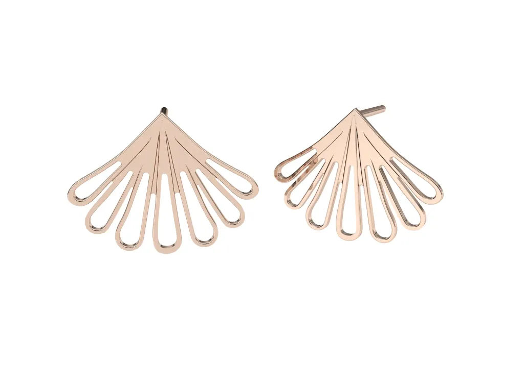 FANFARE - Stylized, open-wire fan motif earrings-VER1077