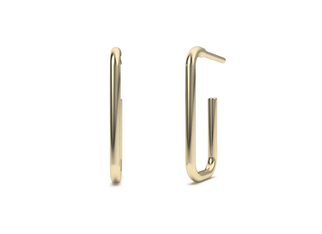 Boom - rectangular plain metal open hoop earrings-VER1105