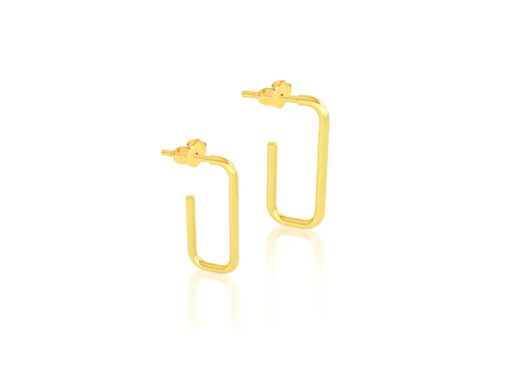 Boom - rectangular plain metal open hoop earrings-VER1105