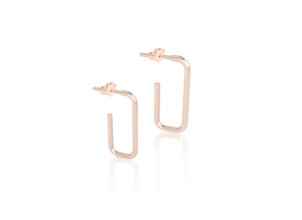 Boom - rectangular plain metal open hoop earrings-VER1105