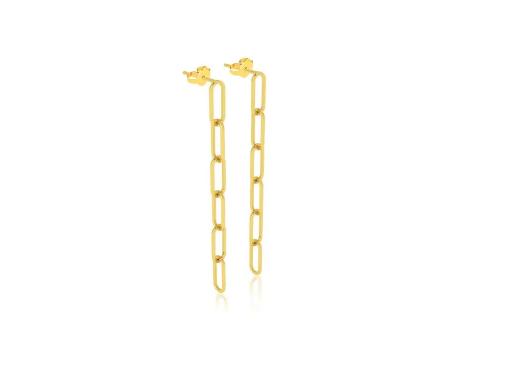 OVOLYNX - Sleek chain-link earring style composed of vertically connected elongated oval links-VER1106