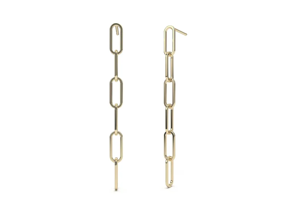 OVOLYNX - Sleek chain-link earring style composed of vertically connected elongated oval links-VER1106