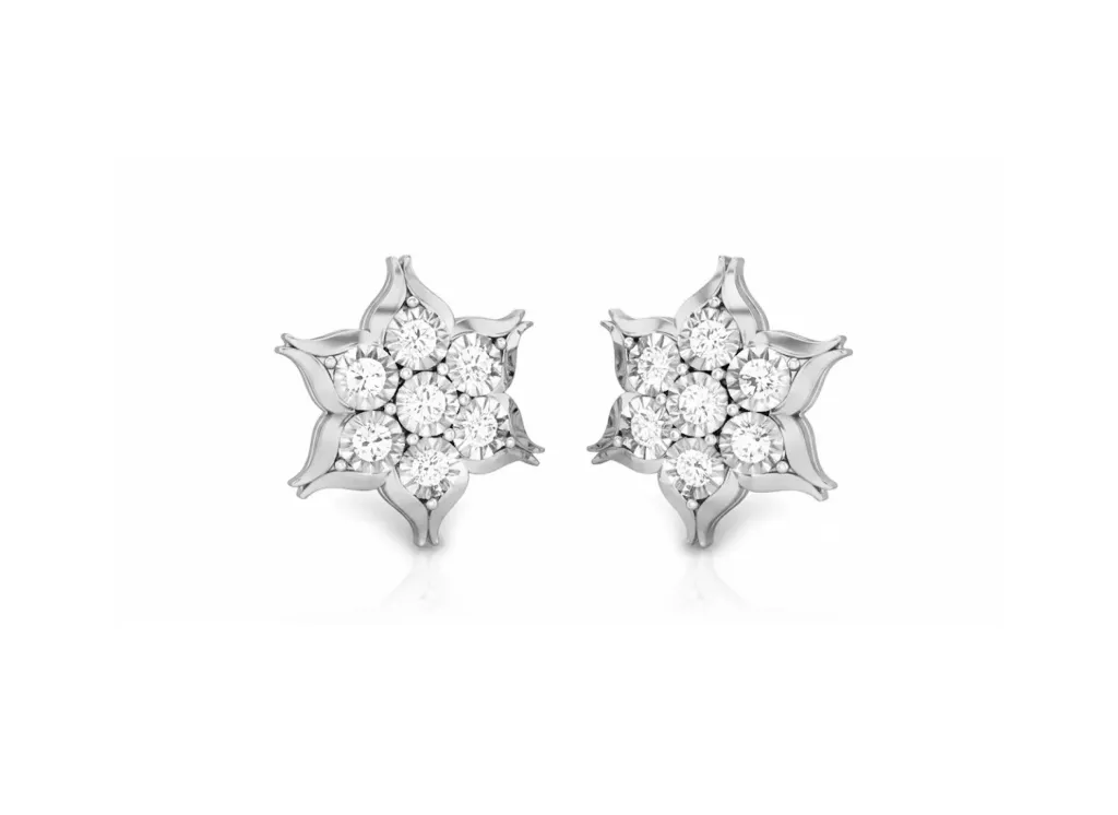 FLORIQUE - stud earring style featuring a seven-diamond floral cluster with petal-inspired settings - VER1107
