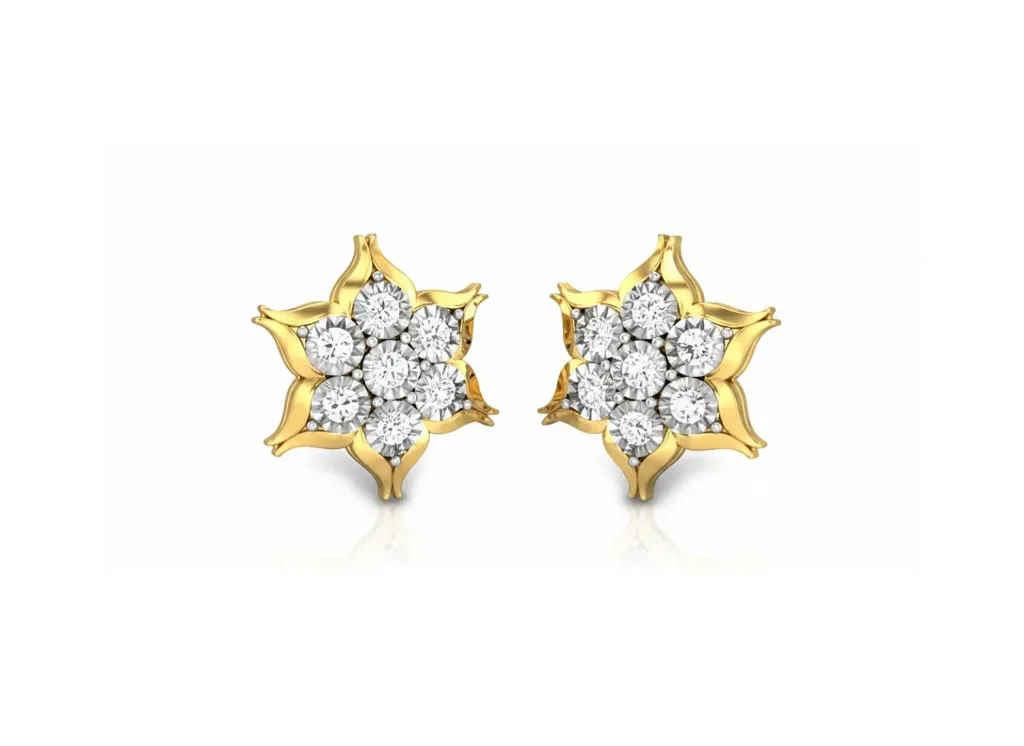 FLORIQUE - stud earring style featuring a seven-diamond floral cluster with petal-inspired settings - VER1107