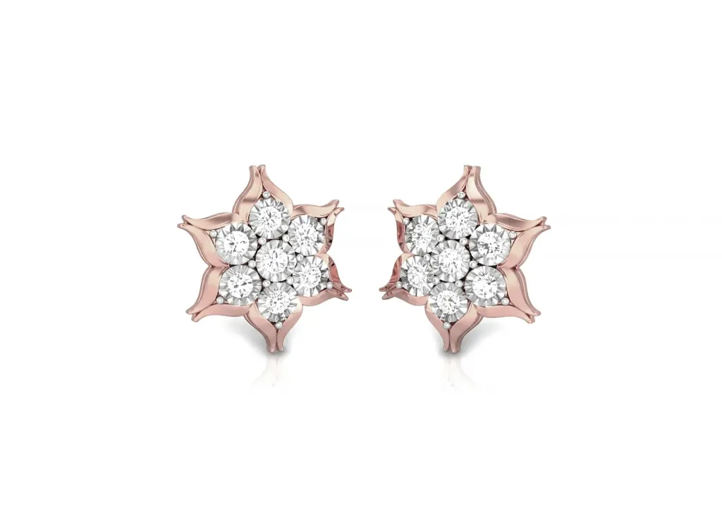 FLORIQUE - stud earring style featuring a seven-diamond floral cluster with petal-inspired settings - VER1107